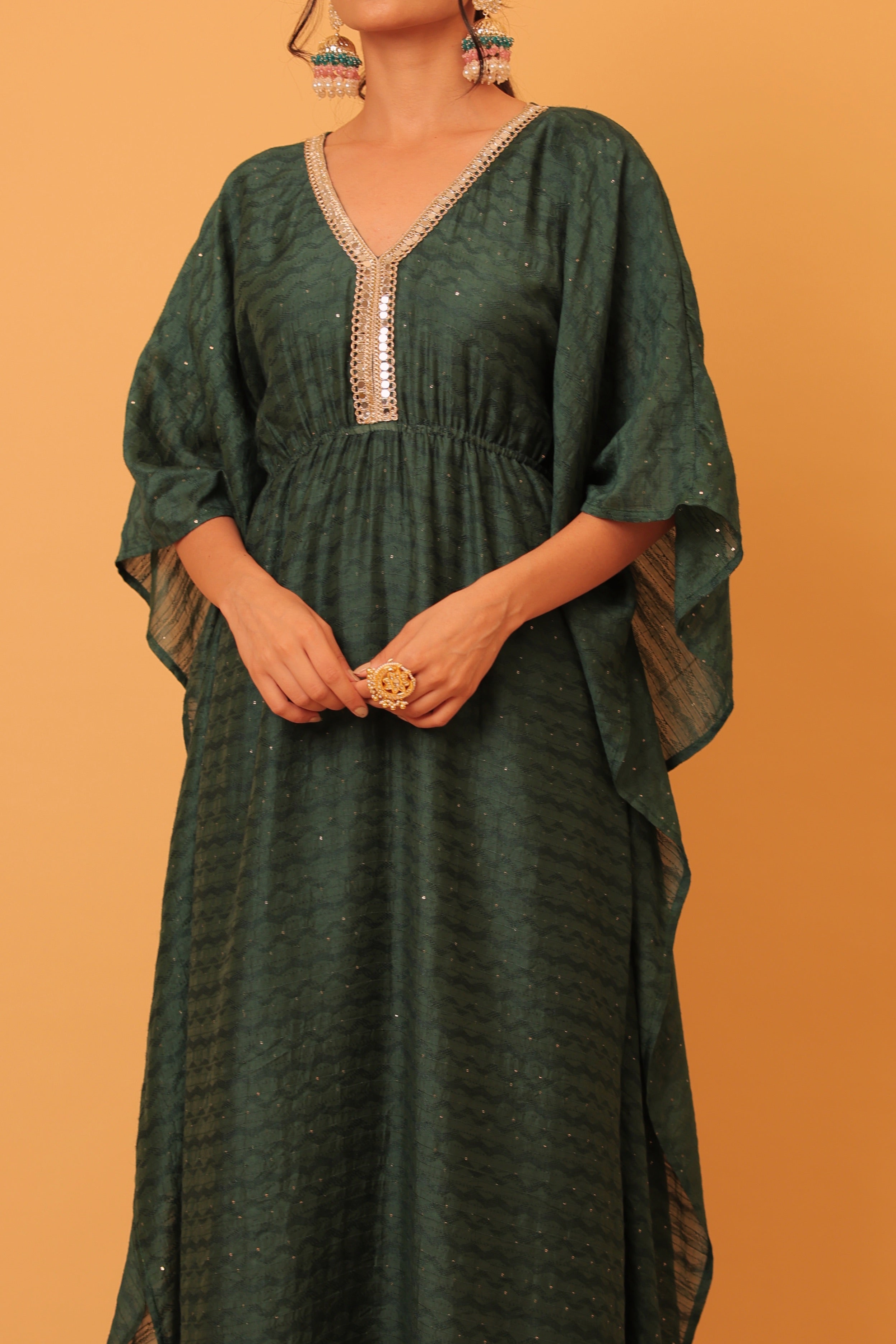 Alaya Mehfil Ruby Green Kaftan