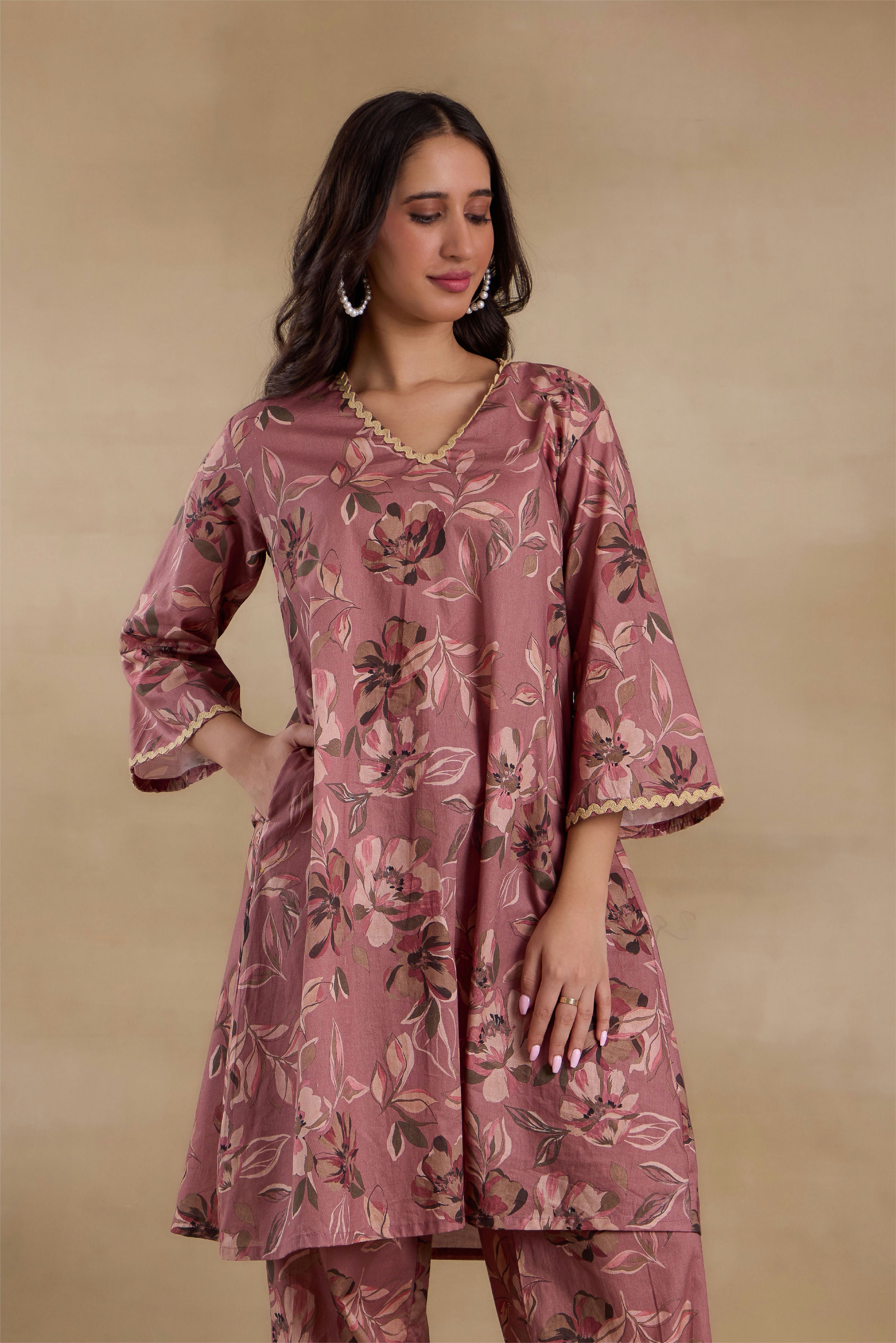 Alaya Premium Cotton Pink Kurta