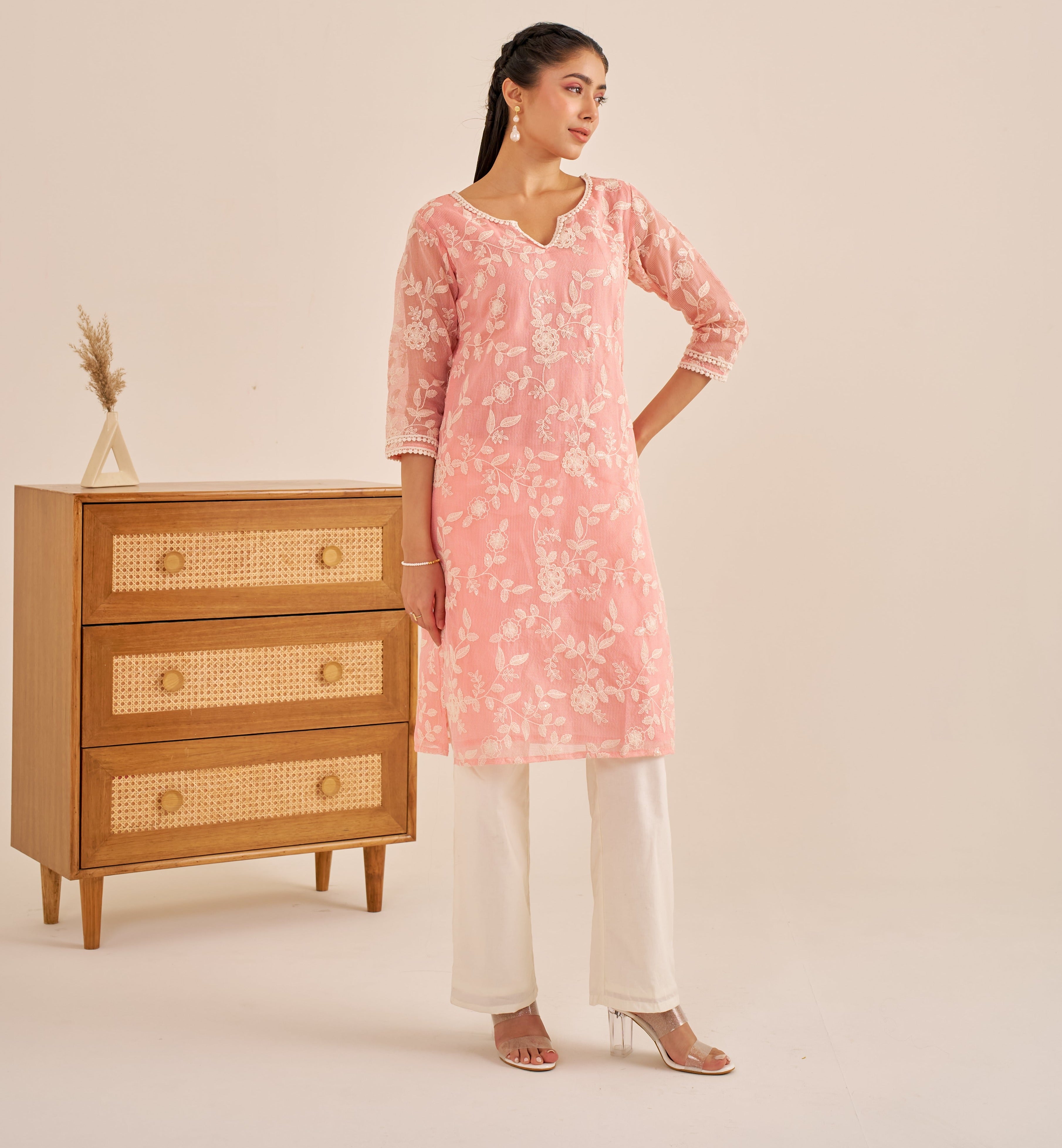 Alaya Meher Soft Pink Classic Kurta Set