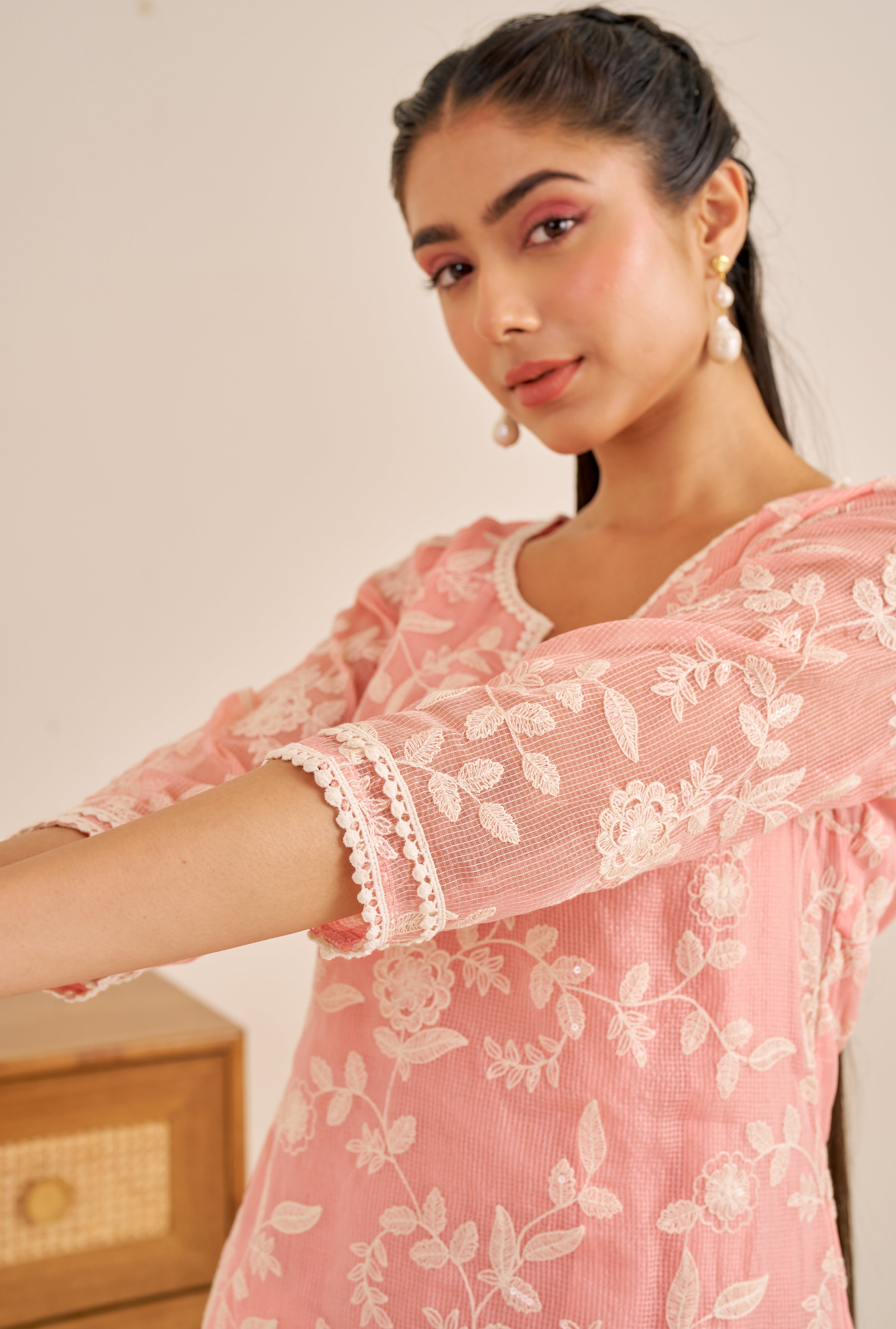 Alaya Meher Soft Pink Classic Kurta Set