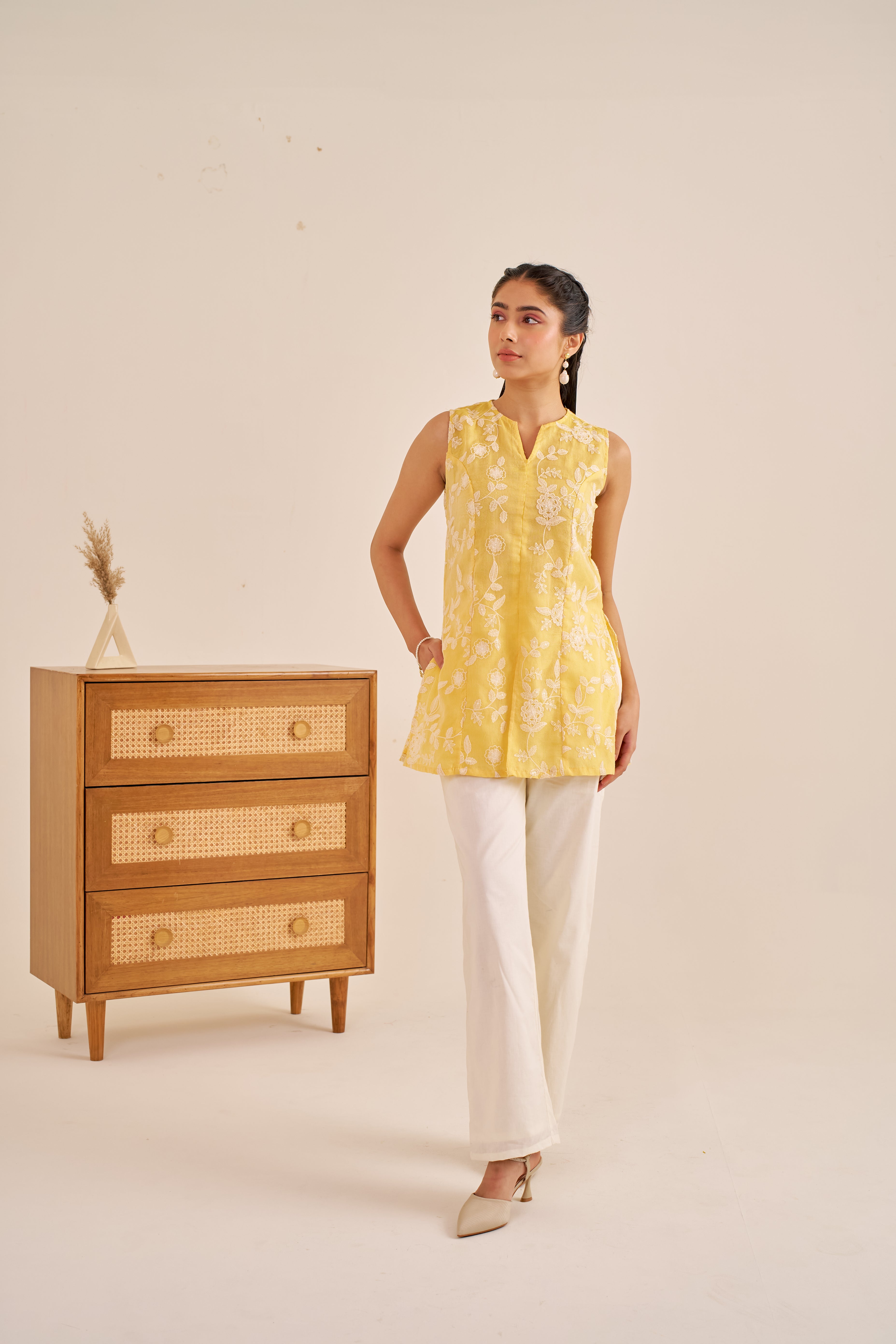 Alaya Meher Sunny Yellow Embroidered Kurta Set