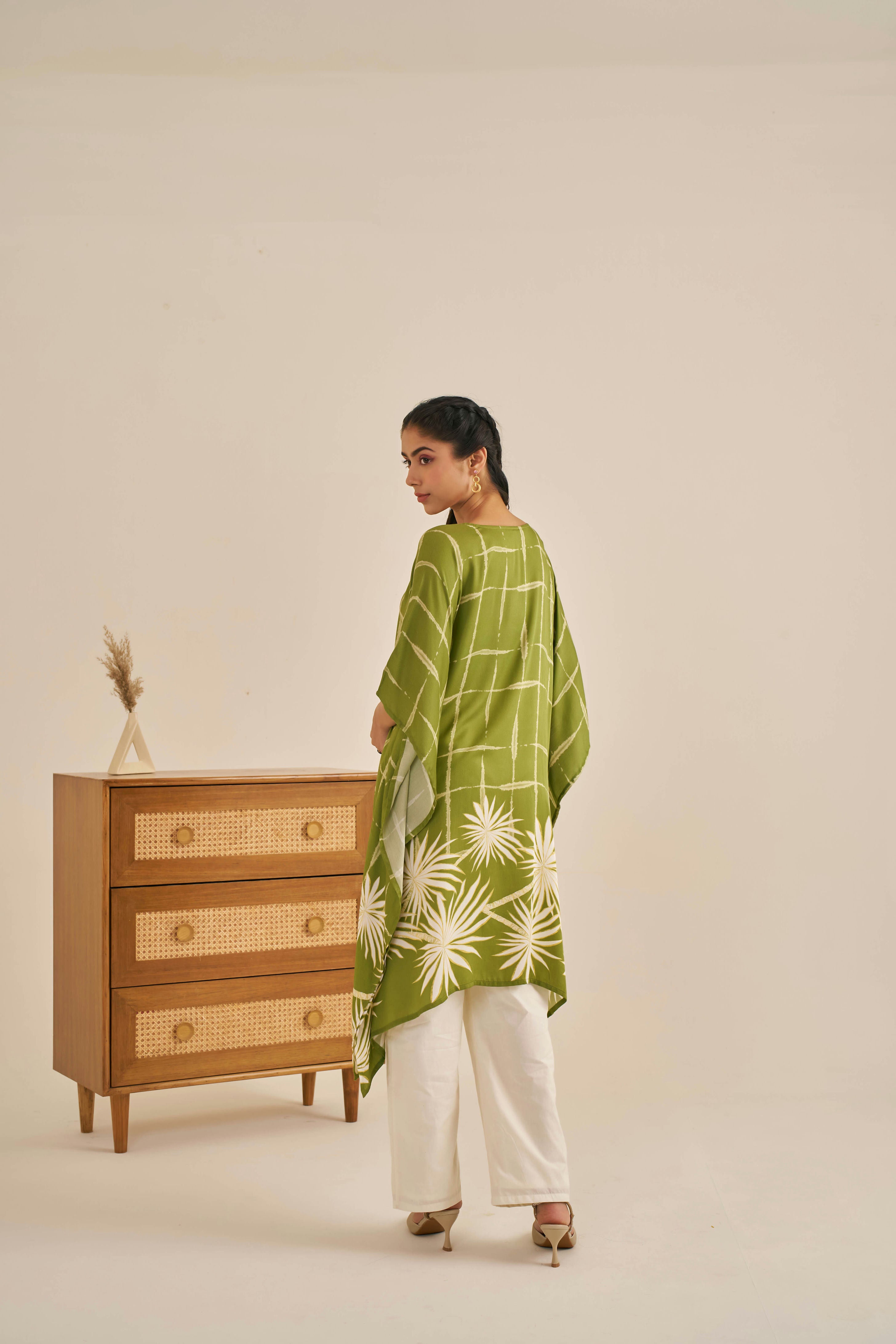 Meher Garden Green Kaftan Set