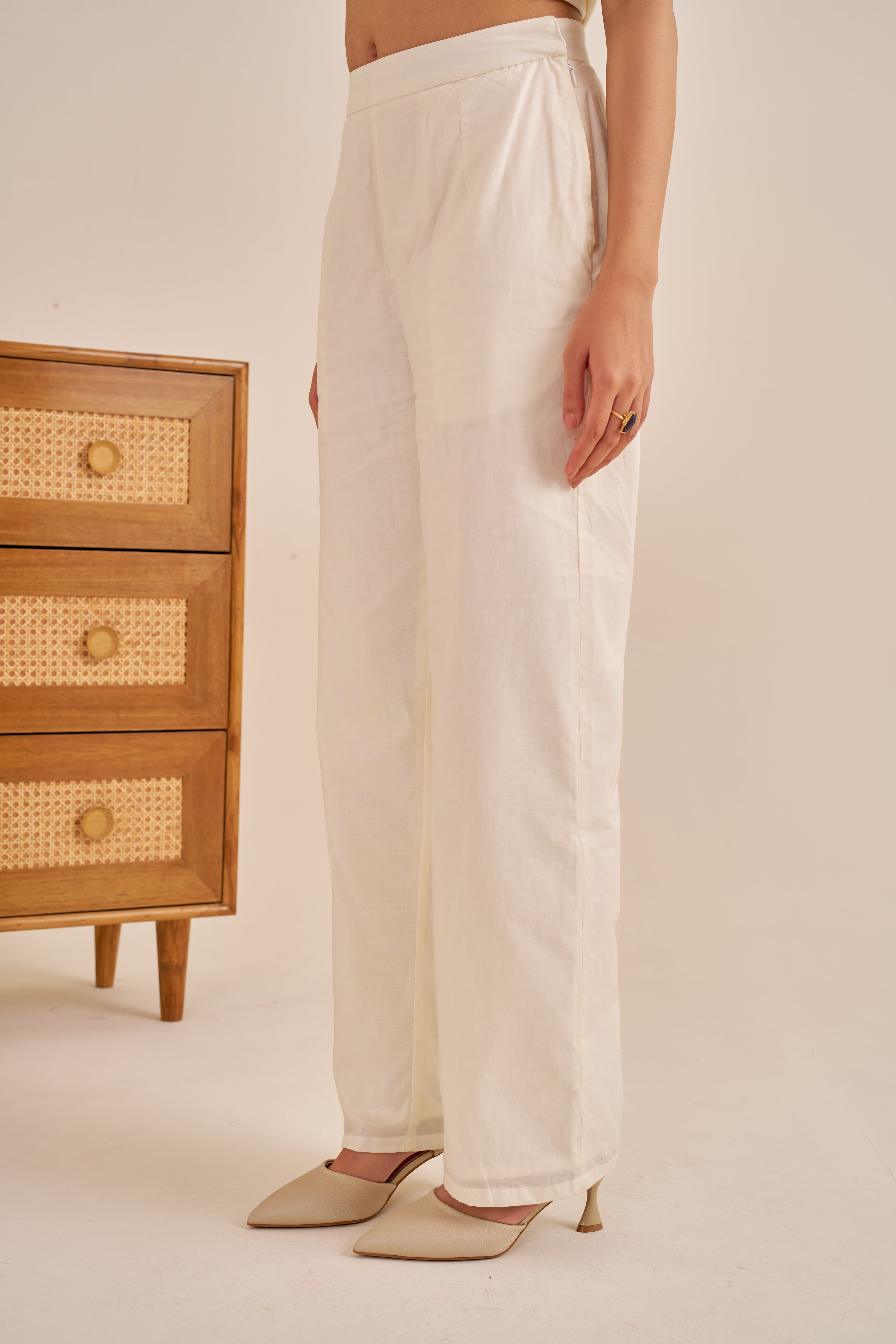 Alaya Meher Ivory Cotton Pants