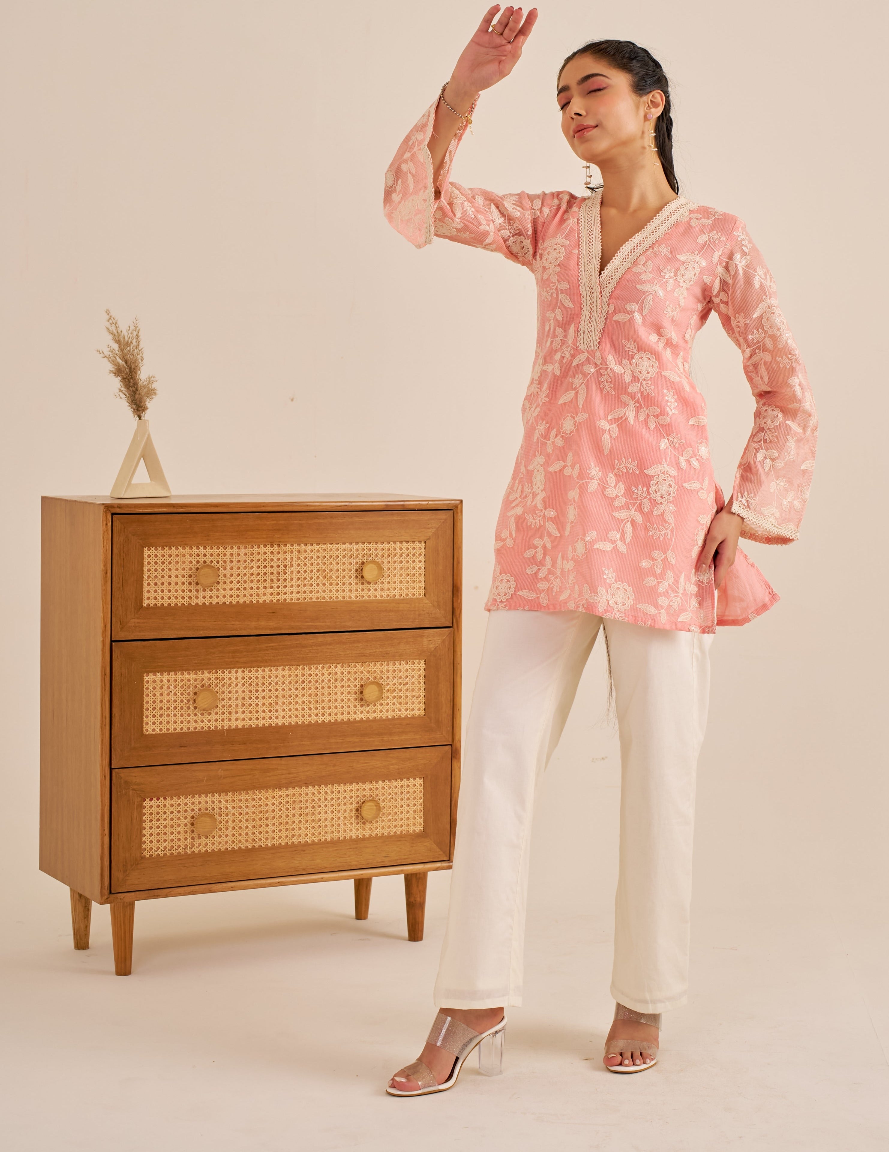 Alaya Meher Soft Pink Flared Kurta Set