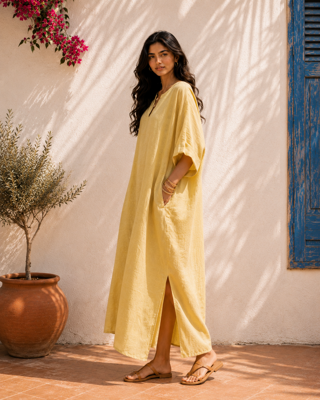 Aahista Butter Kaftan Dress 2