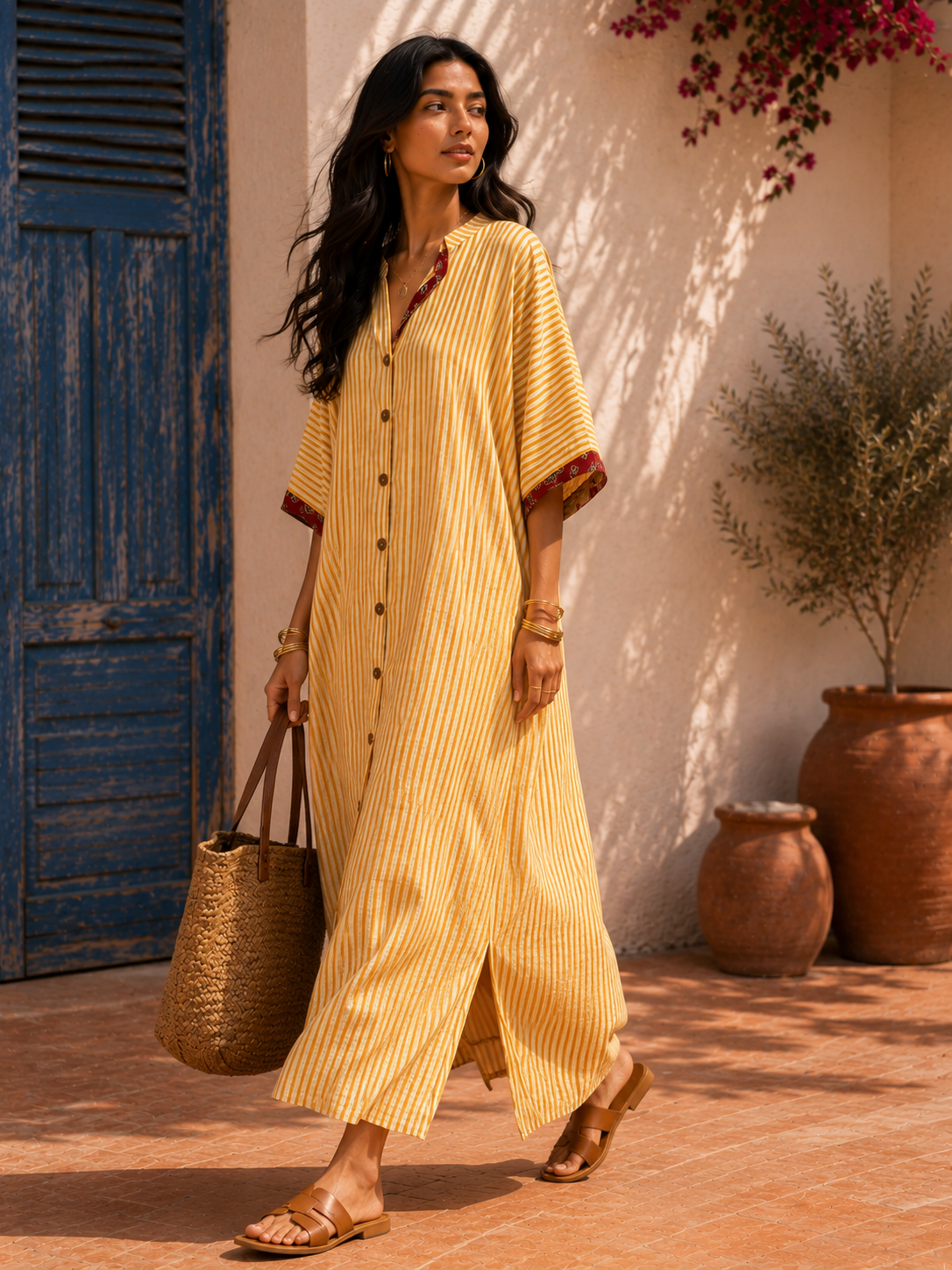 Aahista Honey Stripe Kaftan Dress 2
