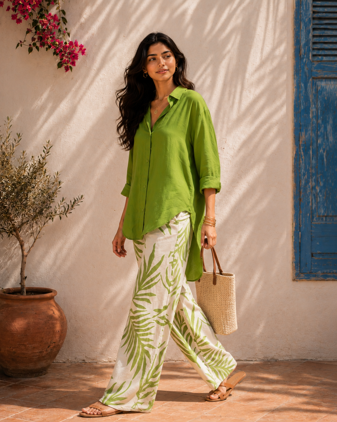 Aahista Palm Green Co-ord Set 1