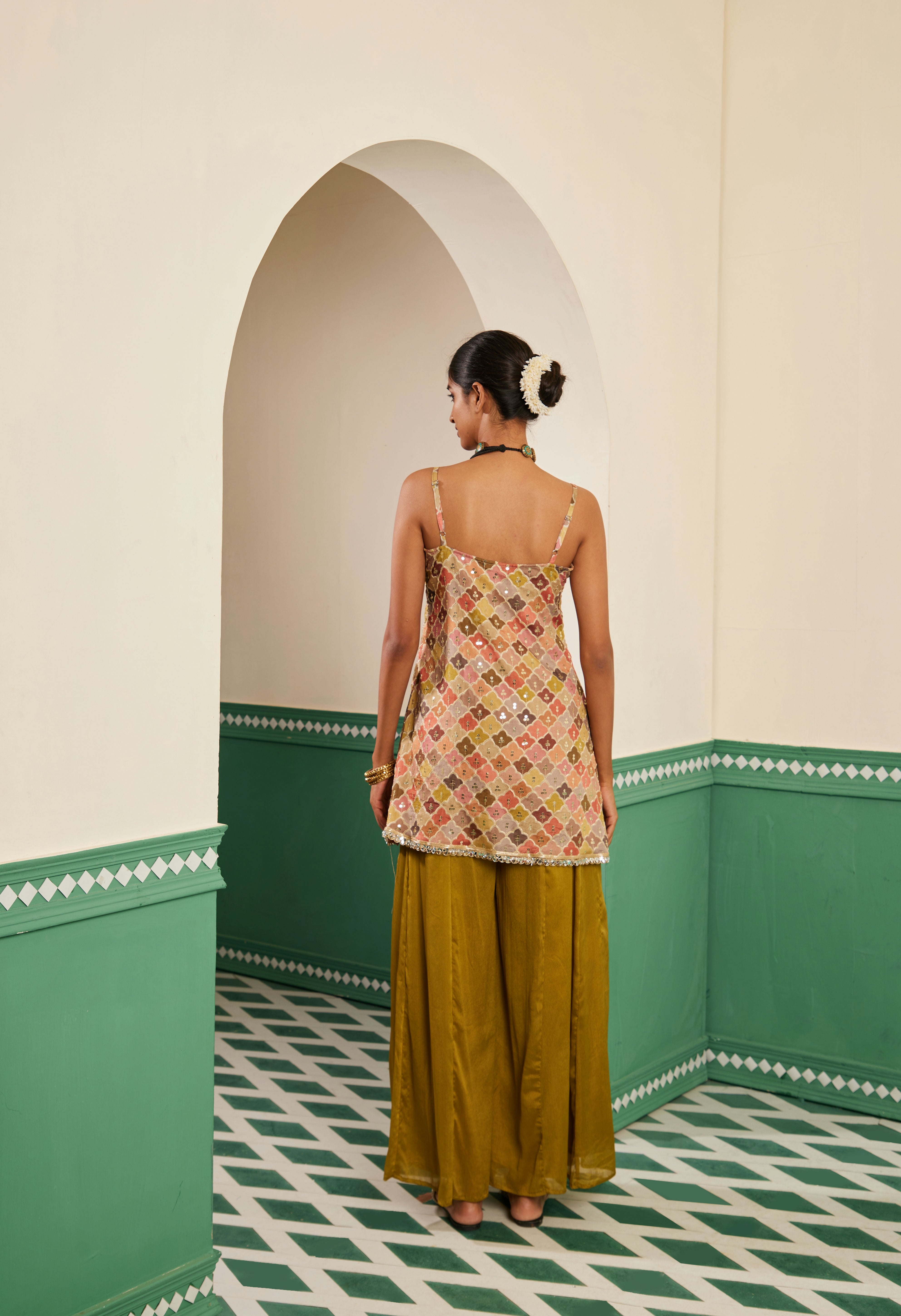 Sajda Multicolour Embroidered Cami Kurta