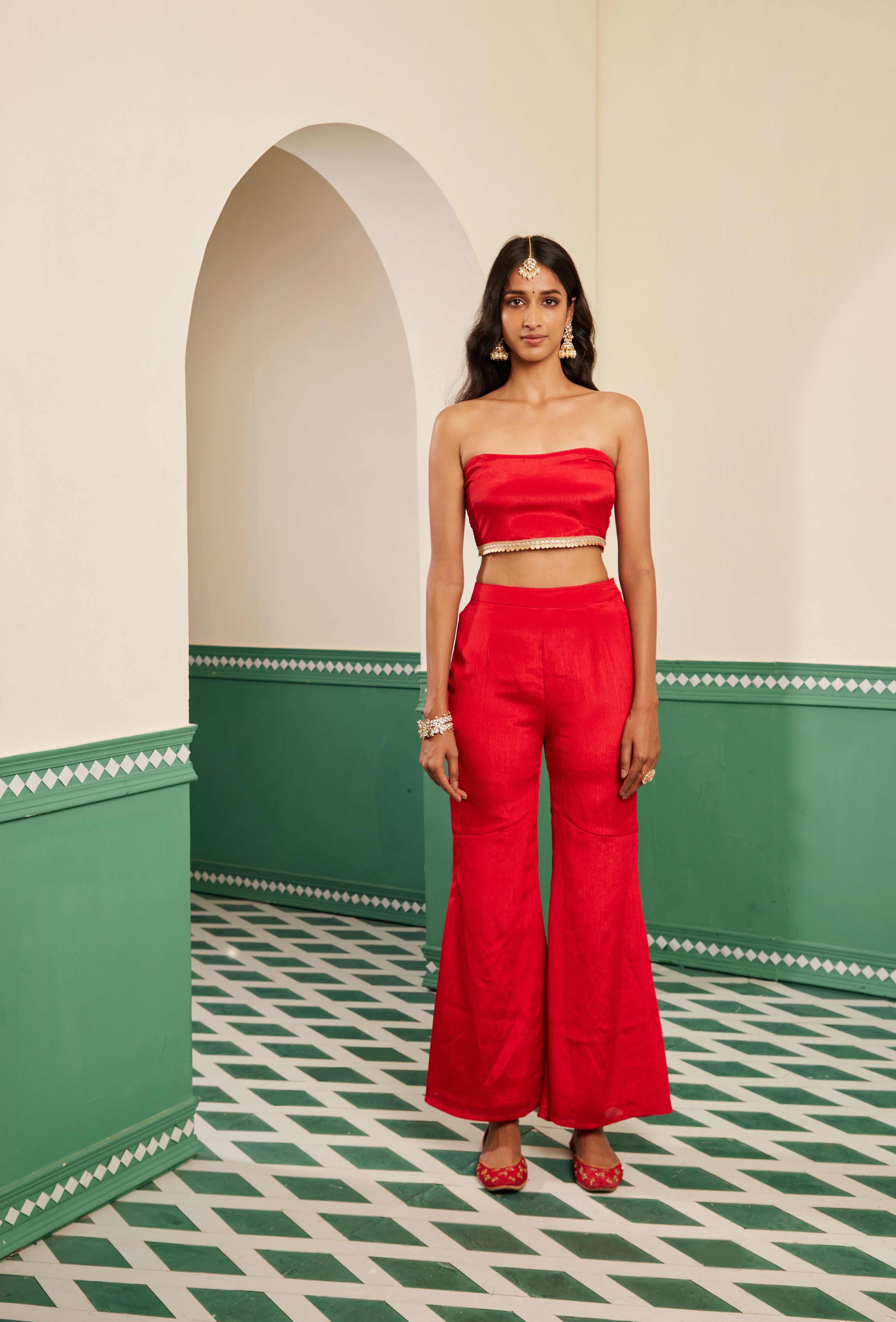 Sajda Red Tube Top