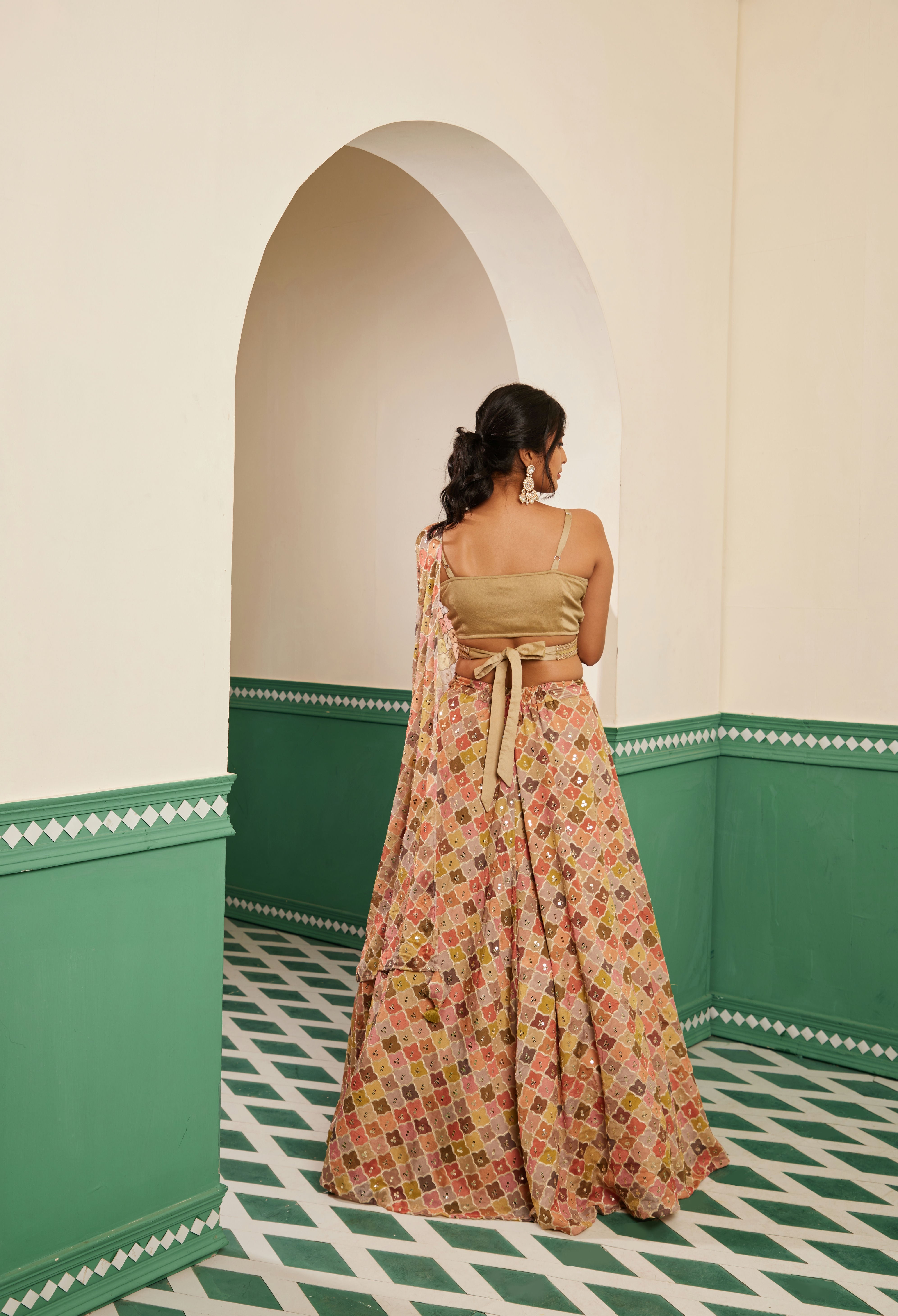 Sajda Multicolour Embroidered Lehenga Skirt