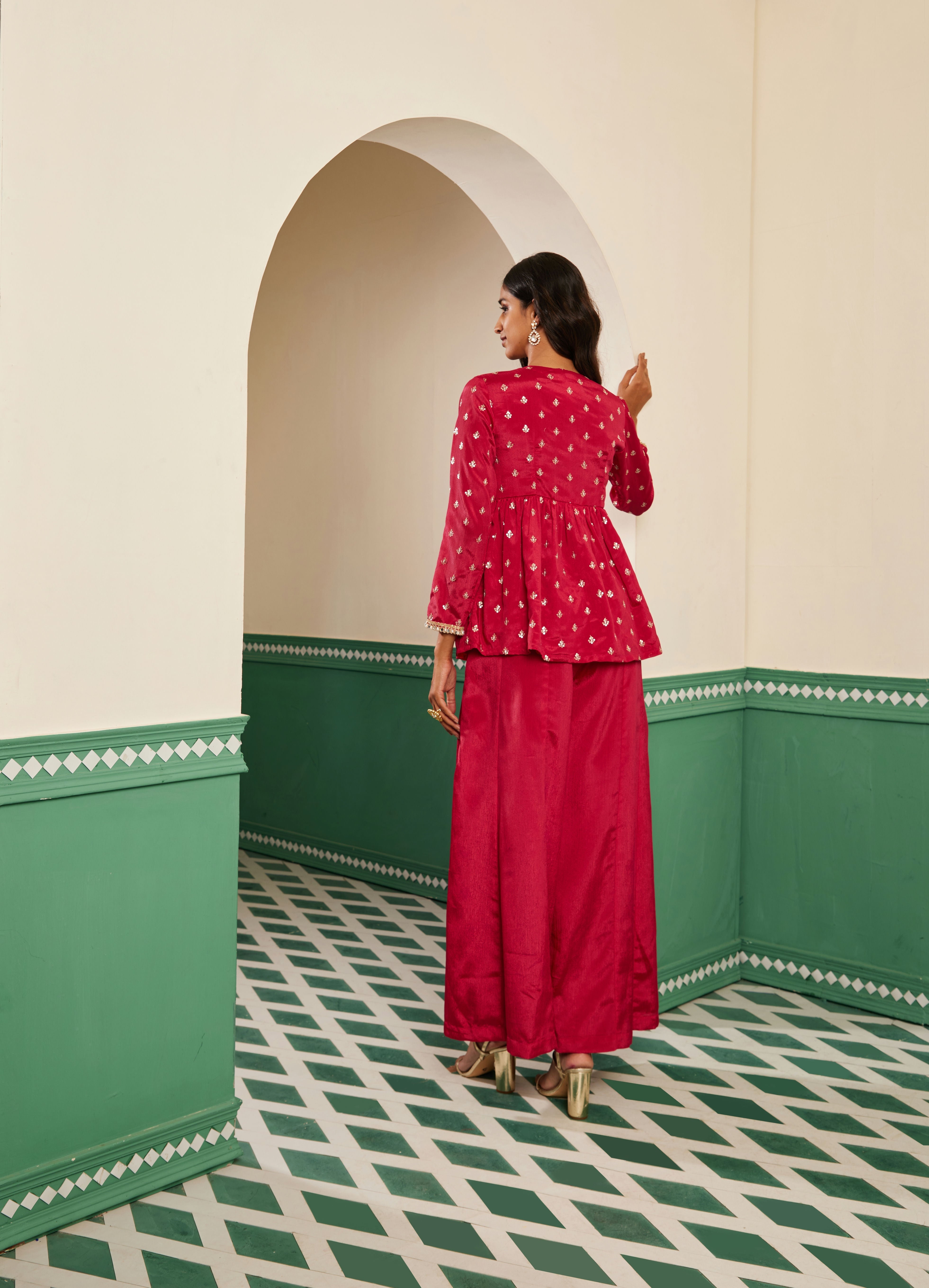 Sajda Fuchsia Pink Peplum Kurta Set