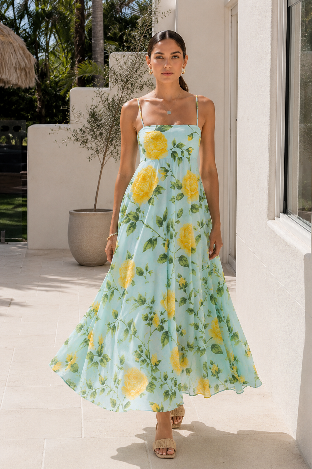 Amalfi Yellow Floral Maxi Dress 2