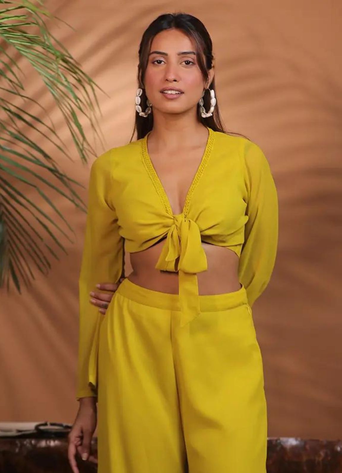 Lime Tie-Up Crop Top