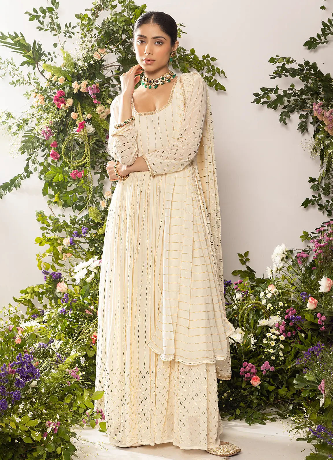 astoria Ivory Mukaish Work Dupatta