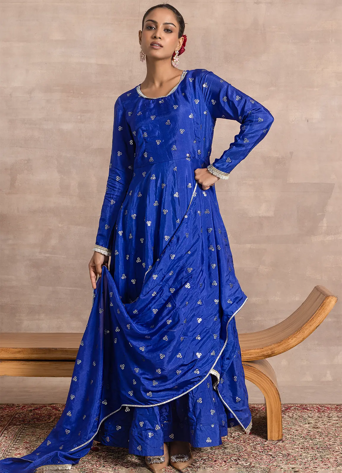 astoria Indigo Sequenced Dupatta